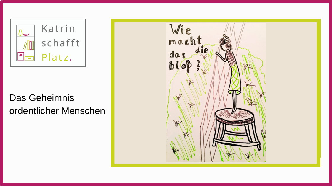 Zeichnung einer Frau, die heimlich über eine Mauer schaut
